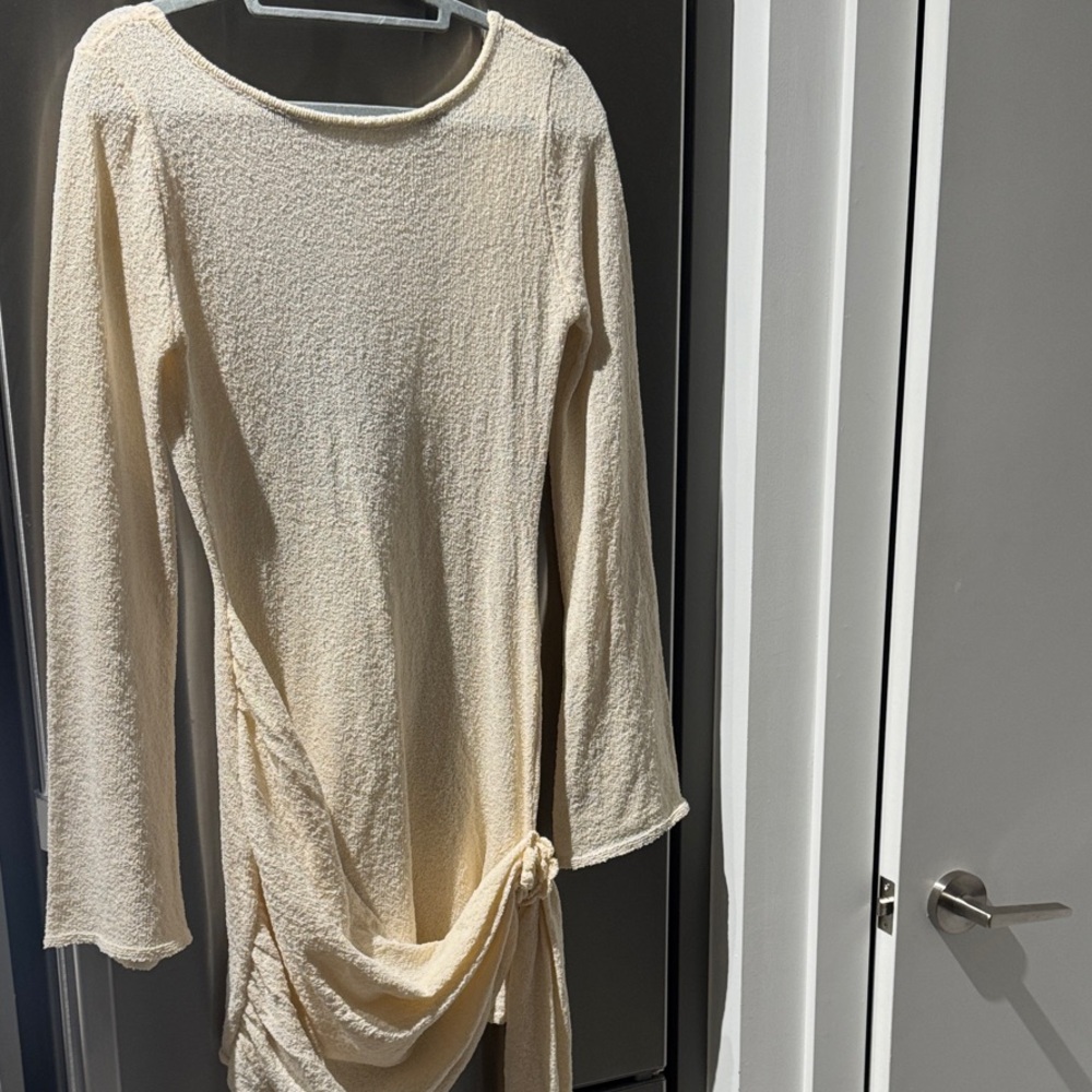 Meshki Beige Textured Knit Dress